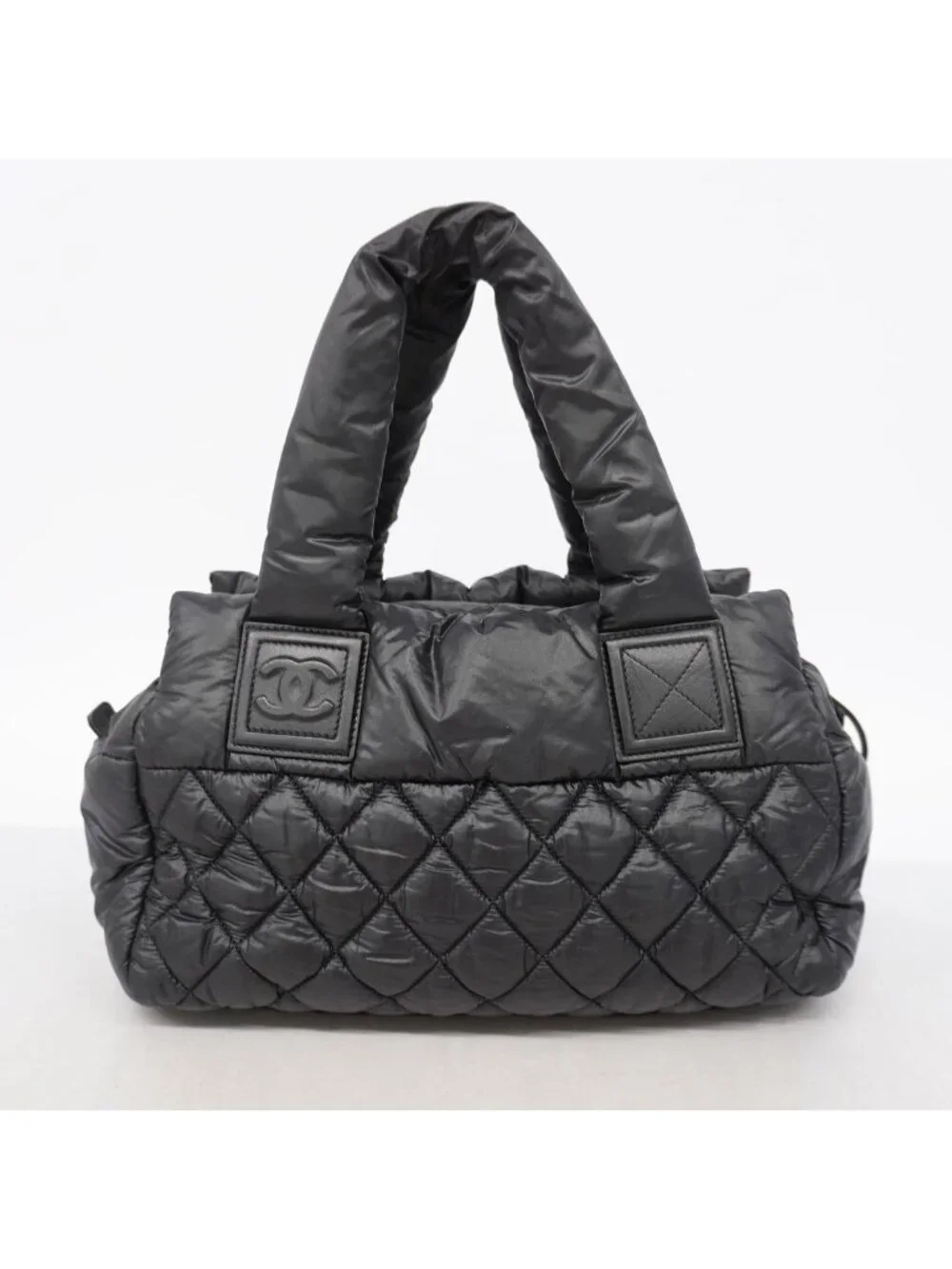Chanel Tote Coco Cocoon Nylon Black Silver